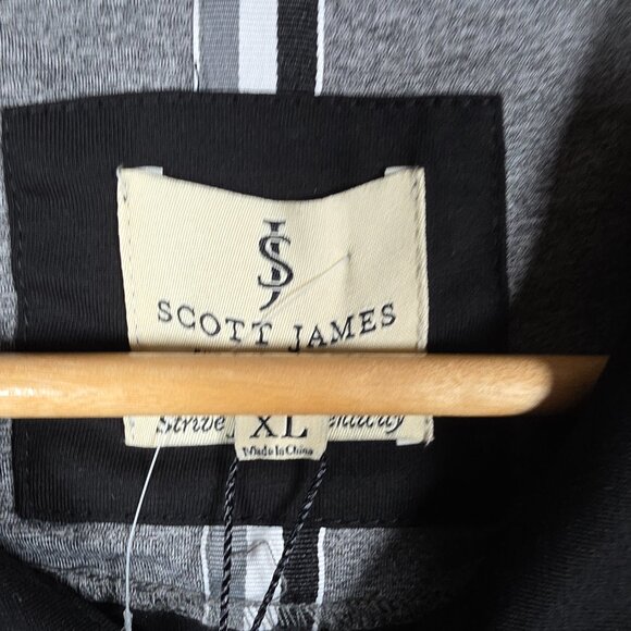 Scott James Shirt Mens Size XL Black Slim Fit Knit Cotton Short Sleeve Goth NWT - Picture 10 of 10